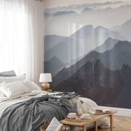 Mystical Mountains Mural, Misty Mountain Shadow, Hazy Silhoutte Wallpaper, Wall D??cor, Decal, Room Art - thumbnail 2