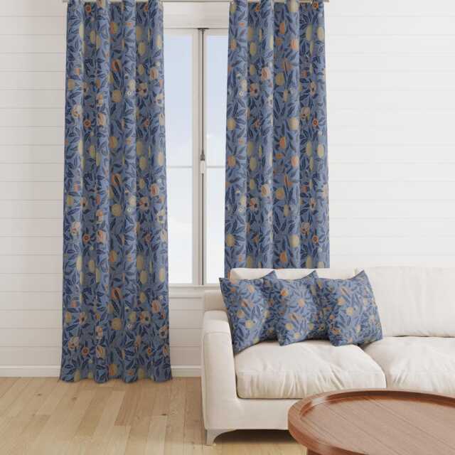 Custom Made William Morris Pomegranate Royal Blackout/Lining Curtains Pinch /Triple/Double Pleat - image 1
