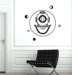 Wall Vinyl Old Helmet Ocean Marine Sea Ornament Mural Decal Sticker 1772Dz - thumbnail 1