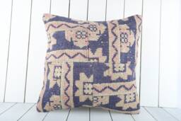 Vintage Turkish Kilim Pillow Cover 20x20 Inch Anatolian Home Decor - thumbnail 1