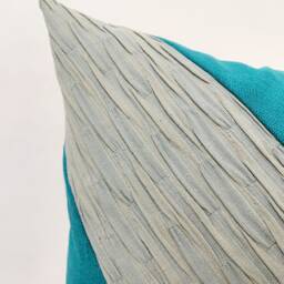 Blue Color Block Pillow Cover, Linen Velvet, Handmade Cushion - thumbnail 3