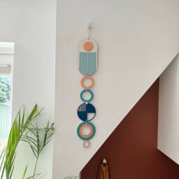 Geometric Wall Art - Modern Wood Tapestry, Mid-Century Decor