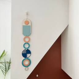 Geometric Wall Art - Modern Wood Tapestry, Mid-Century Decor - thumbnail 3