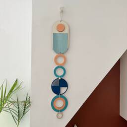 Geometric Wall Art - Modern Wood Tapestry, Mid-Century Decor - thumbnail 4
