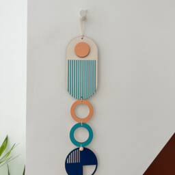 Geometric Wall Art - Modern Wood Tapestry, Mid-Century Decor - thumbnail 2
