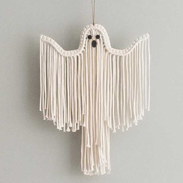 Ghost Wall Hanging, Macrame Gifts, Ghost, Dark Academia, Spooky Home Decor, Living Room Art, Halloween V20 - image 1