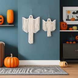 Ghost Wall Hanging, Macrame Gifts, Ghost, Dark Academia, Spooky Home Decor, Living Room Art, Halloween V20 - thumbnail 4