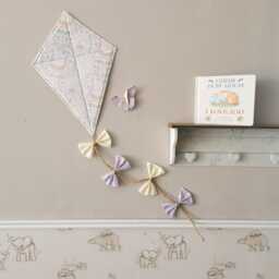 Butterfly Kite Wall Hanging, Pastel Floral & Lavender Purple & Yellow Nursery Decor, Woodland Themed Bedroom - thumbnail 4