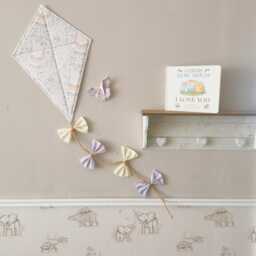 Butterfly Kite Wall Hanging, Pastel Floral & Lavender Purple & Yellow Nursery Decor, Woodland Themed Bedroom - thumbnail 3