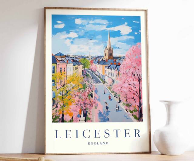 Leicester Travel Poster Vintage England Art Print - image 1