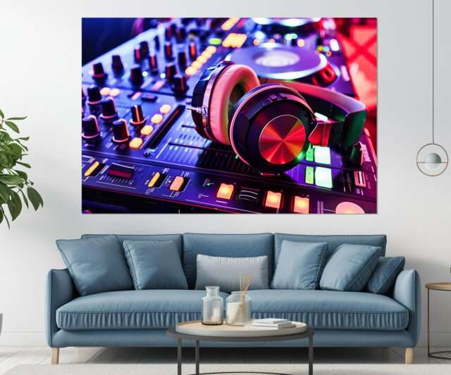 Dj Mixer Canvas Print, Gift, Night Club Wall Decor, Art, Disco Party Framed & Ready To Hang - image 1
