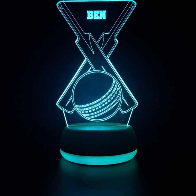 Personalised Cricket Led Lamp With Rgb Controller, Unique Player Gift, Dad Night Light, Light Of Bat For Bedroom - image 1