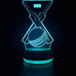 Personalised Cricket Led Lamp With Rgb Controller, Unique Player Gift, Dad Night Light, Light Of Bat For Bedroom - thumbnail 1