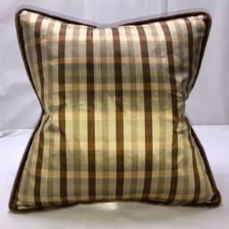 Chocolate & Bige Stripe Silk Custom Pillow - thumbnail 3