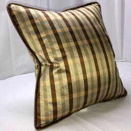 Chocolate & Bige Stripe Silk Custom Pillow - thumbnail 2