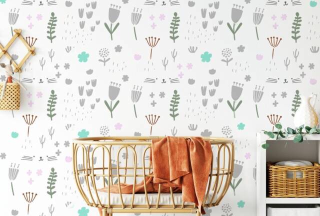 Woodland Meadow Stencil Botanical Nursery Wall Decor - image 1