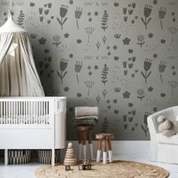 Woodland Meadow Stencil Botanical Nursery Wall Decor - thumbnail 2