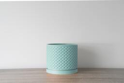 "Carolina Planter With Drainage & Saucer in Cotton Candy Blue, Lattice 3D-Printed Plant Pot, Small To Large Sizes 4"" 5"" 6"" 7"" 8" - thumbnail 1