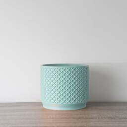 "Carolina Planter With Drainage & Saucer in Cotton Candy Blue, Lattice 3D-Printed Plant Pot, Small To Large Sizes 4"" 5"" 6"" 7"" 8" - thumbnail 2