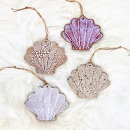 Ceramic Seashell Ornament - Handmade Pendant Gift Idea Hanging Clay Shell Housewarming Beach Decoration Christmas Tree Decor - thumbnail 3