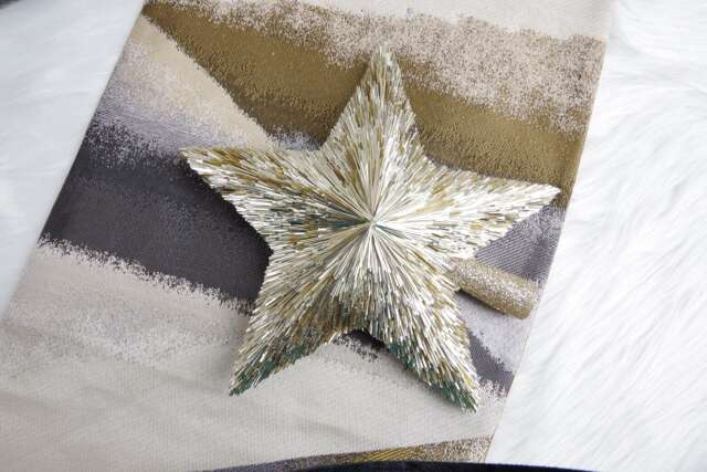 Handmade Gold Star Christmas Tree Topper Pet Tinsel Xmas Decoration - image 1