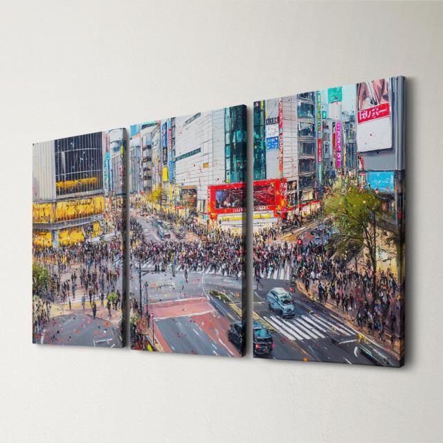Tokyo Shibuya Crossing 3 Panel Split Canvas Wall Art Japan Urban Night Street Cityscape Oil Painting Framed Home Decor Travel Gift - image 1