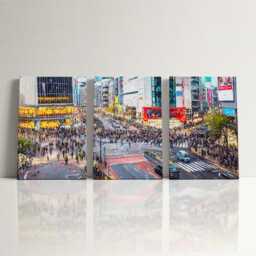 Tokyo Shibuya Crossing 3 Panel Split Canvas Wall Art Japan Urban Night Street Cityscape Oil Painting Framed Home Decor Travel Gift - thumbnail 3