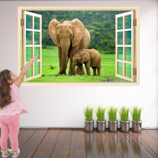 Elephants African Animals Wildlife Wall Decal Sticker Mural Poster Print Art Home Decor Hd26 - image 1