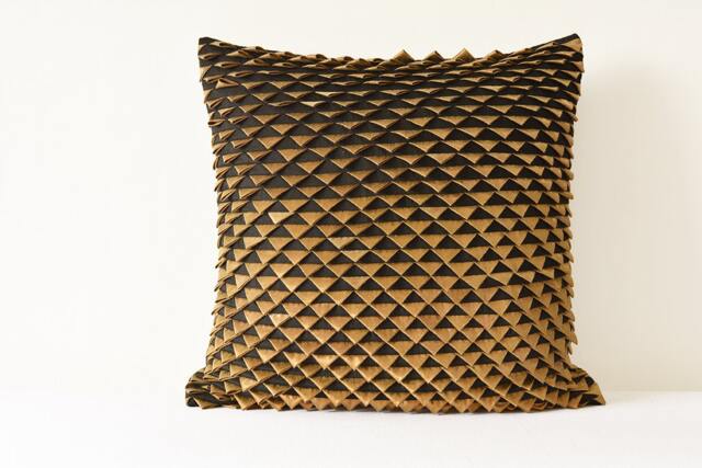stunning Black & Gold Fish Scale Pillow Cover , Textured Cushion Cover, in Black, Decor - image 1