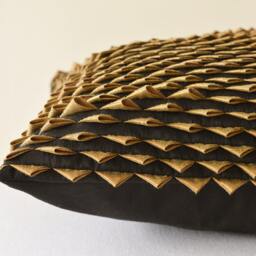 stunning Black & Gold Fish Scale Pillow Cover , Textured Cushion Cover, in Black, Decor - thumbnail 3