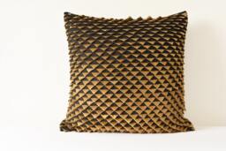 stunning Black & Gold Fish Scale Pillow Cover , Textured Cushion Cover, in Black, Decor - thumbnail 1