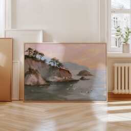 Coastal Island Poster, Pine Landscape Print, Seascape Wall Art, Paper - thumbnail 4