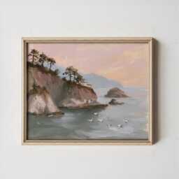 Coastal Island Poster, Pine Landscape Print, Seascape Wall Art, Paper - thumbnail 3