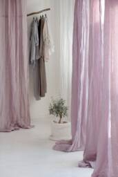 Sheer Linen Curtains, Breezy Drape, Light & Transparent Curtain Panel, Pink, Rose, Navy Blue