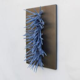 3D Wall Art in Soft Light Blue Tones Textured Wool Sculpture, Textile Felted - thumbnail 3