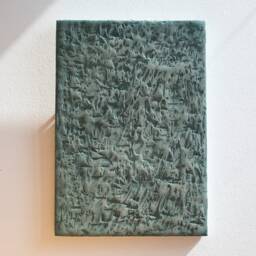 Japandi Green Textured Wall Art, Green Terracotta Earthy Artwork, Plaster Painting, Texture 3D Earth Tones Wabi Sabi Clay - thumbnail 2