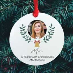 Memorial Photo Christmas Bauble - Memory Tree Decoration Keepsake in Our Hearts At - thumbnail 3