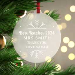 Teacher Christmas Gifts - Personalised Gift For Xmas Bauble Best With Red Bag - thumbnail 3