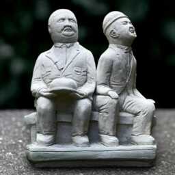 Unique Friends Sculpture Concrete Friendship Figurine Stone Funny Man Statue Handmade Front Door Decoration Garden Ornament - thumbnail 3