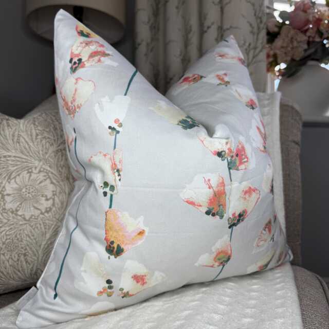 Floral Blush Cushion Cover, Decorative Pillow Cover For Sofa Or Bed, Satin Cotton Case, Handmade Honor Fabric Romo - image 1