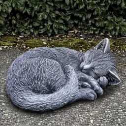 Stone Curled Cat Statue Concrete Kitten Sculpture Cement Kitty Decoration Handmade Ornament Kitty Lover Gift Memorial Art - thumbnail 2