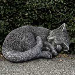 Stone Curled Cat Statue Concrete Kitten Sculpture Cement Kitty Decoration Handmade Ornament Kitty Lover Gift Memorial Art - thumbnail 3