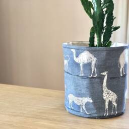 Handmade Safari Animal Fabric Planter Cover Reversible Plant Pot - thumbnail 2