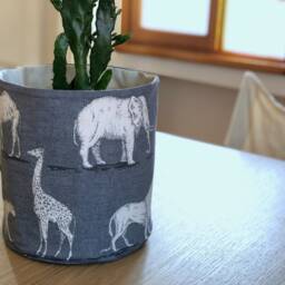 Handmade Safari Animal Fabric Planter Cover Reversible Plant Pot - thumbnail 3