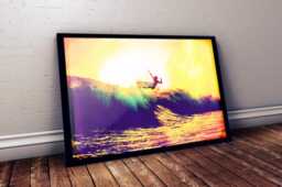 Framed Surf Print Original Surfboard Art, Teen Room Decor - thumbnail 1