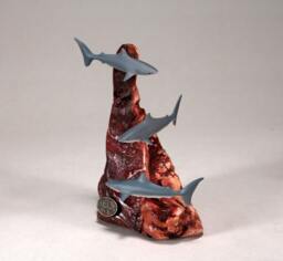 Shark Trio Sculpture Figurine Decor By John Perry 6In Tall Airbrushed Statue - thumbnail 1