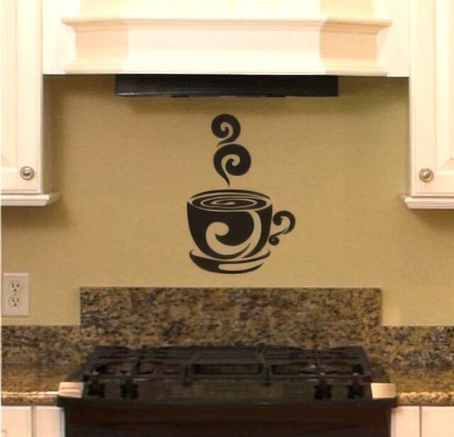 Coffee Cup Vinyl Wall Decal Custom Home Decor Art - image 1
