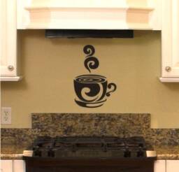 Coffee Cup Vinyl Wall Decal Custom Home Decor Art - thumbnail 1