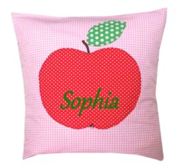 Children's Pillow, Name Embroidered, Personalized, Pillowcase, Apple, With Name, Nursery Decoration, Birth Gift, Baby Pillow - thumbnail 1