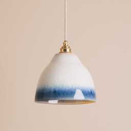 Blue & White Element Pendant Light in Ceramic Brass/Nickel